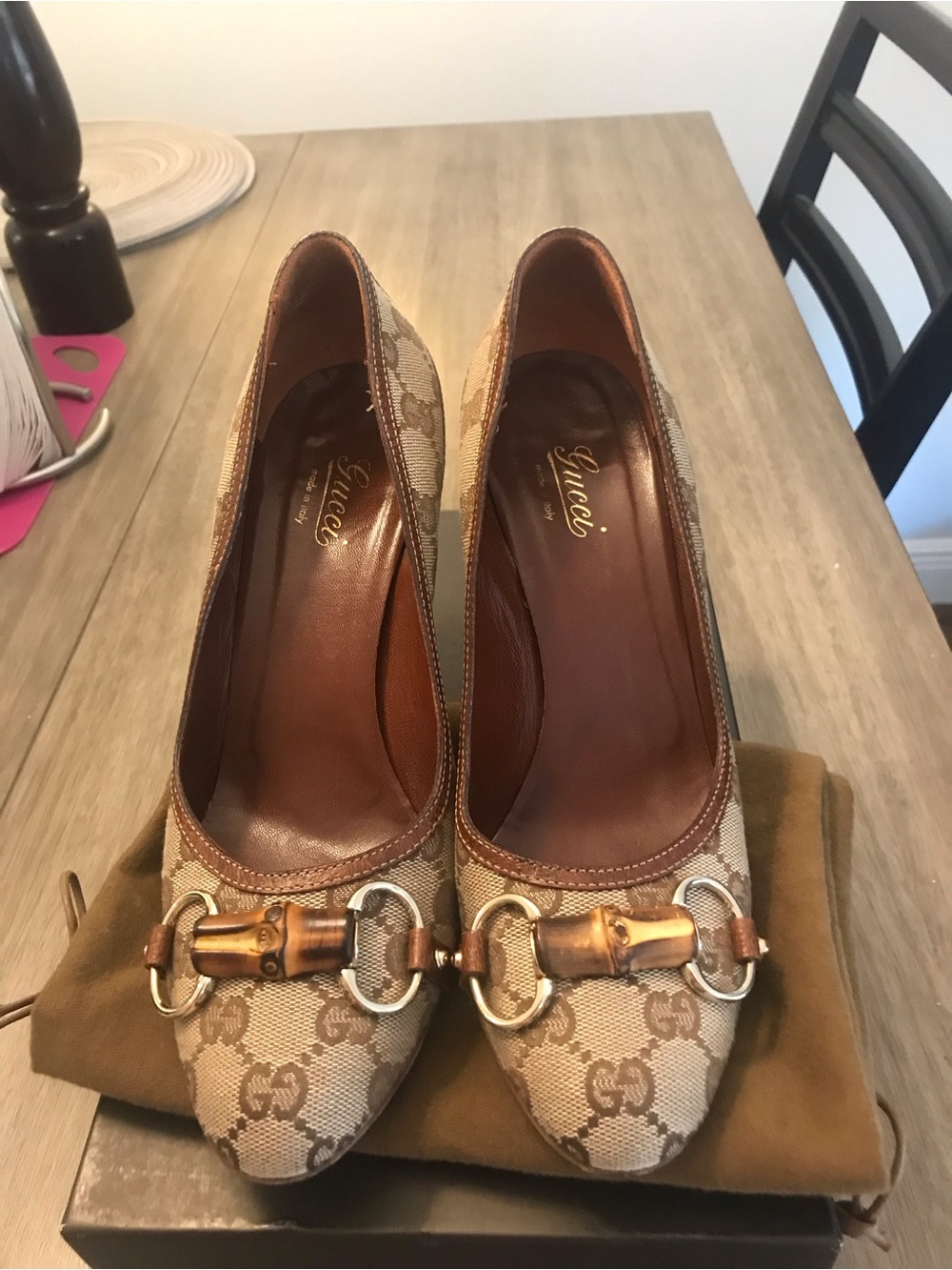 Gucci Beige/Brown GG Canvas Horsebit Heel Pumps - Picture 3 of 16